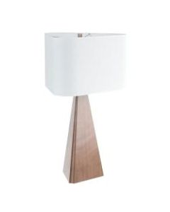 Kenroy Home Tribune Table Lamp, 29inH, White Shade/Woodgrain Base