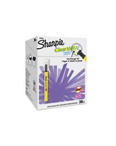 Sharpie Clear View Highlighter Sticks, Chisel Tip, Assorted Fluorescent Colors, Pack Of 36