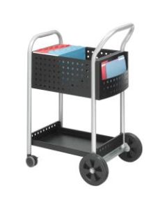 Safco Scoot Mail Cart, 40 1/2inH x 22inW x 27inD, Silver/Black