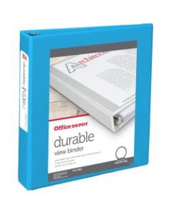 Office Depot Brand Durable View Round-Ring Binders, 1-1/2in Round Rings, Blue