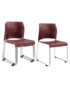 National Public Seating 8800 Cafetorium Chairs, Wine/Chrome, Set Of 4 Chairs