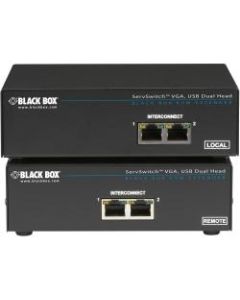 Black Box ServSwitch CATx USB KVM Extender, Dual-Head VGA with Serial and Audio - 1 Computer(s) - 1 Local User(s) - 1 Remote User(s) - 984.25 ft Range - UXGA - 1600 x 1200 Maximum Video Resolution - 4 x Network (RJ-45) - 5 x USB - 6 x VGA