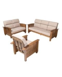 Baxton Studio Charlotte Living Room Set, Taupe/Walnut Brown