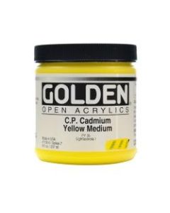 Golden OPEN Acrylic Paint, 8 Oz Jar, Cadmium Yellow Medium (CP)