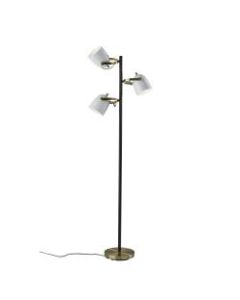 Adesso Casey 3-Light Tree Lamp, 64-1/2inH, Antique Brass/Black/White