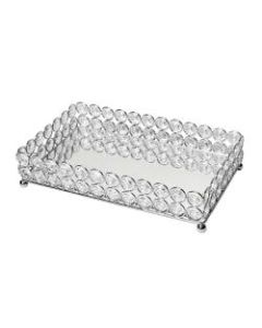 Elegant Designs Elipse Crystal Mirrored Vanity Tray, 2-1/2inH x 6-1/4inW x 10-1/2inD, Chrome