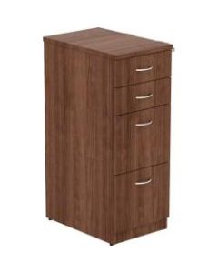 Lorell Walnut Laminate 4-drawer File Cabinet - 15.5in x 23.6in x 40.4in - 4 x File Drawer(s), Box Drawer(s) - Material: Metal Frame - Finish: Walnut, Silver Pull, Laminate