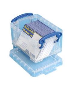 Really Useful Box Plastic Storage Container With Built-In Handles And Snap Lid, 0.3 Liter, 4 3/4in x 3 1/4in x 2 1/2in, Clear