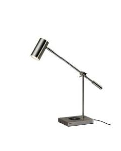 Adesso Collette Wireless Charging Desk Lamp, 12-1/4inH, Brushed Steel