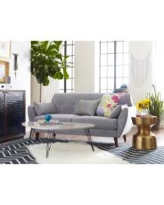 Elle Decor Amelie Mid-Century Modern Sofa, Light Gray/Chestnut