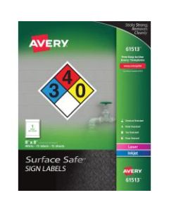 Avery Surface Safe Sign Labels, 8in x 8in, Square, Pack Of 15