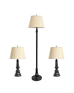 Elegant Designs Floor/Table Lamps, Tan Shade/Restoration Bronze Base, Set Of 3