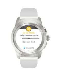 MyKronoz ZeTime Original Hybrid Smartwatch, Petite, Brushed Silver/White Silicone Flat, KRZT1PO-BSL-WHSIL