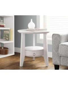 Monarch Specialties Accent Table With Drawer, Round, White