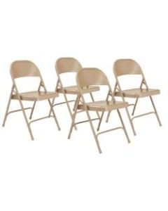National Public Seating Series 50 Steel Folding Chairs, Beige, Set Of 4 Chairs