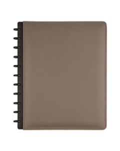 TUL Discbound Notebook, Letter Size, Leather Cover, Narrow Ruled, 60 Sheets, Gray
