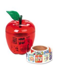 Reward Stickers In Red Apple Dispenser, 1inH x 1inW, Pack Of 600
