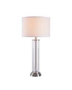 Kenroy Home Emerson Table Lamp, 31-1/2inH, White Shade/Silver Base