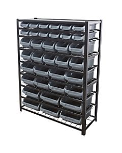 Edsal Bin Storage Rack, 36 Bins, 57inH x 44inW x 16inD, Black