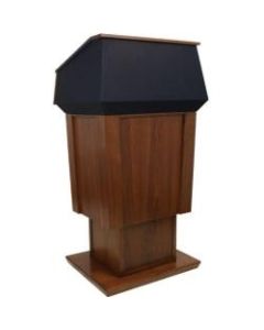AmpliVox SW3045A - Wireless Patriot Plus Adjust Height Lectern - Skirted Base - 64in Height x 31in Width x 23in Depth - Clear Lacquer, Walnut, Natural Wood - Hardwood Veneer, Hardwood Solid
