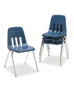 Virco 9000-Series Plastic Stack Chairs, Navy/Chrome, Pack Of 4