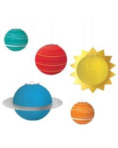 Amscan Blast Off Birthday Paper Lanterns, Multicolor, Pack Of 5 Lanterns