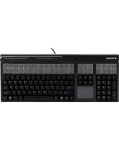 CHERRY LPOS (Large Point of Sale) MSR Touchpad Keyboard - 127 Keys - QWERTY Layout - 42 Relegendable Keys - Magnetic Stripe Reader - Touchpad - USB - Black
