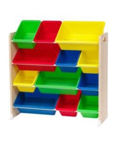 IRIS 4-Tier Storage Bin Organizer Rack, 35-1/4inH x 34inW x 13-3/4inD, Primary Multicolor