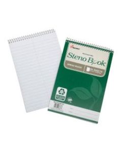 SKILCRAFT 100% Recycled Steno Books, 6in x 9in, Gregg Ruled, 60 Sheets, Green, Pack Of 6 (AbilityOne 7530-01-600-2029)