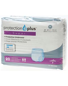 Protection Plus Super Protective Disposable Underwear, Medium, White, Bag Of 20