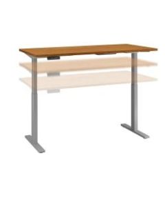 Bush Business Furniture Move 60 Series 60inW x 24inD Height Adjustable Standing Desk, Natural Cherry/Cool Gray Metallic, Standard Delivery