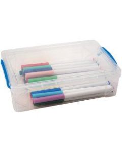 Advantus Clear Large Pencil Box - External Dimensions: 5.5in Width x 9in Depth x 2.6in Height - 152 x Crayon, 100 x Pencil, 50 x Pen, 30 x Marker - Stackable - Plastic - Clear - For Pen/Pencil, Marker, Crayon - 1 Each