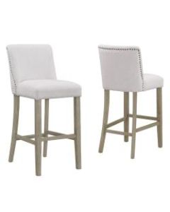Glamour Home Aleco Bar Stools, Beige/Antique Wood, Set Of 2 Stools