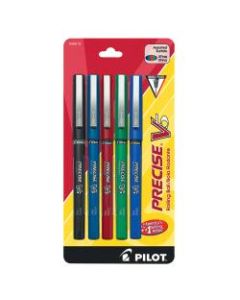 Pilot Precise V5 Liquid Ink Rollerball Pens, Extra Fine Point, 0.5 mm, Assorted Barrels, Assorted Ink Colors, Pack Of 5