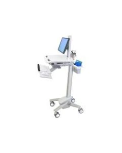 Ergotron StyleView Medical Cart - 1 Drawer - 35 lb Capacity - 4 Casters - Aluminum, Plastic, Zinc Plated Steel - Polished Aluminum, Gray, White