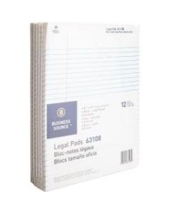 Business Source Micro-Perforated Legal Ruled Pads - 50 Sheets - 0.34in Ruled - 16 lb Basis Weight - 8 1/2in x 11 3/4in - White Paper - Micro Perforated, Easy Tear, Sturdy Back - 12 / Dozen