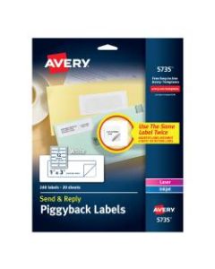Avery Send & Reply Piggyback Labels 5735, AVE5735, 1in x 3in, White, Pack of 240
