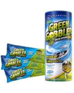 Green Gobbler Drain Opening Pacs, Unscented, 8.25 Oz Packet, 3 Packets Per Canister, Case Of 3 Canisters