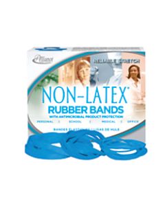 Alliance Rubber Bands With Antimicrobial Protection, Assorted Sizes, Cyan Blue