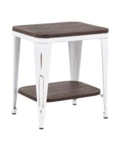 LumiSource Oregon Industrial End Table, 22inH x 19-1/2inW x 15-3/4inD, Vintage White/Espresso