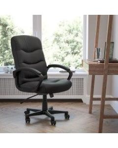 Flash Furniture Bonded LeatherSoft Mid-Back Swivel Task Chair With 24 1/2in Back Cushion, Black