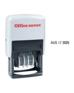 Office Depot Brand Date Line Dater Stamp Self-Inking with Extra Pad Date Line Dater  Stamp, 1in x 3/16in Impression, Black Ink