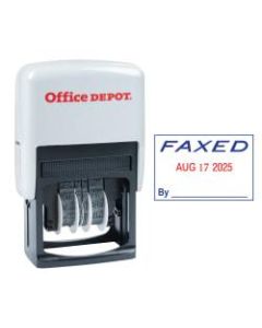 Office Depot Brand Date Faxed Dater Stamp Self-Inking with Extra Pad Date Faxed Dater Stamp, 1in x 1-3/4in Impression, Red and Blue Ink
