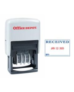 Office Depot Brand Received Date Stamp Dater, Self-Inking With Extra Pad, 1in x 1-3/4in Impression, Red And Black Ink