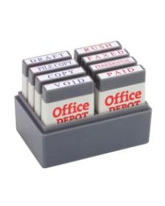Office Depot Brand Mini Message Stamp Kit, 1in x 1/4in Impression, Blue/Red Ink