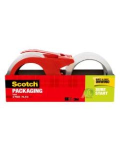 Scotch Sure Start Shipping Tape With Dispenser, 1-7/8in x 38.2 Yd., Clear, Pack Of 2 Tapes
