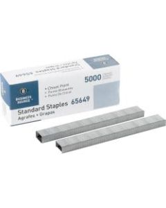 Business Source Chisel Point Standard Staples - 210 Per Strip - 1/4in Leg - 1/2in Crown - Holds 30 Sheet(s) - Chisel Point - Silver5000 / Box