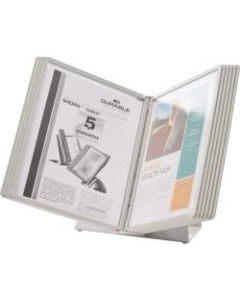 Durable Desk Reference System With 10 Display Sleeves, 8 1/2in x 11in, Gray