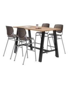 KFI Midtown Bistro Table With 4 Stacking Chairs, 41inH x 36inW x 72inD, Kensington Maple/Brownstone