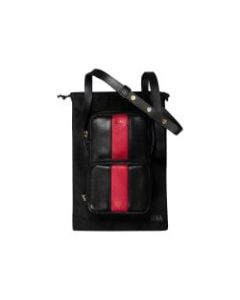 Sena Crossbody Bag - Shoulder bag for cell phone - full-grain leather, gold plated metal - black, red